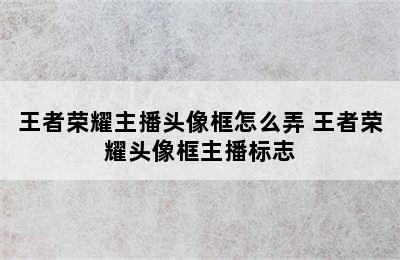 王者荣耀主播头像框怎么弄 王者荣耀头像框主播标志